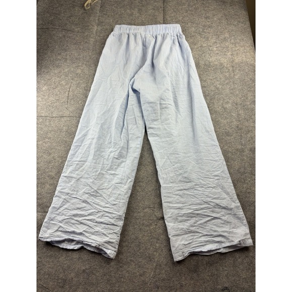 Daisy Street Women's M Blue White Pinstripe Baggy Wide Leg Boho Casual Coastal - Picture 6 of 8